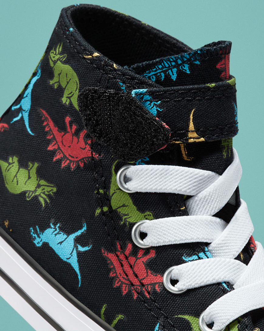 Dívčí Boty Vysoké Converse Chuck Taylor All Star Easy-On Dinosaurs Černé Červené Blankyt | CZ Y31JA41